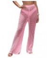 Women's Cover Up Pants Drawstring Crochet Knitted Sheer Beach Cover Up Pants Swimwear Pink Hollow Out $13.50 Swimsuits