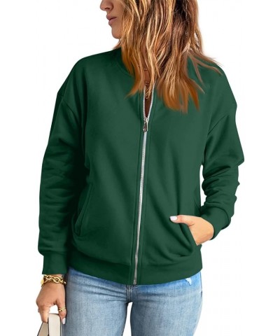 Women's Zip Up jackets Lightweight Collarless Long Sleeve Solid Color Coats Casual Fashion Sport Outwear 1202 B-dark Green $9...