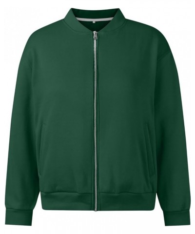 Women's Zip Up jackets Lightweight Collarless Long Sleeve Solid Color Coats Casual Fashion Sport Outwear 1202 B-dark Green $9...