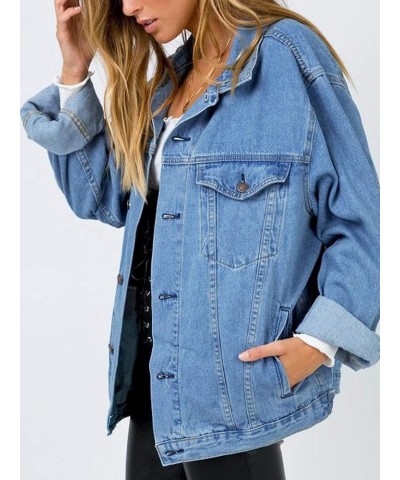 Women's Oversized Denim Jacket Light Blue Washed $26.87 Jackets