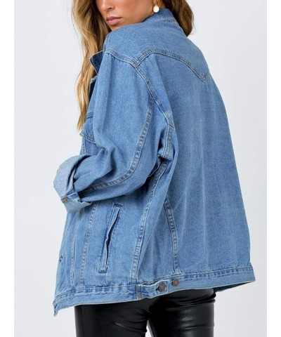 Women's Oversized Denim Jacket Light Blue Washed $26.87 Jackets