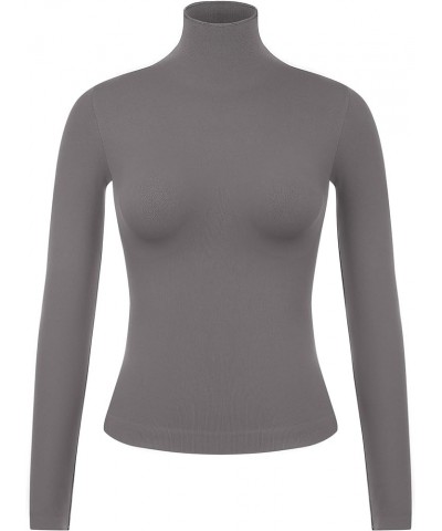 Seamless Women's Long Sleeve Shirts Mock Turtleneck Slim Fit Tops Basic Tee Light Support Darkgray $24.93 T-Shirts