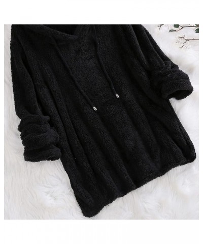 Women's Sweatshirt Sherpa Fleece Hoodie Oversized Pullover Fuzzy Pajama Tops Black $12.19 Hoodies & Sweatshirts