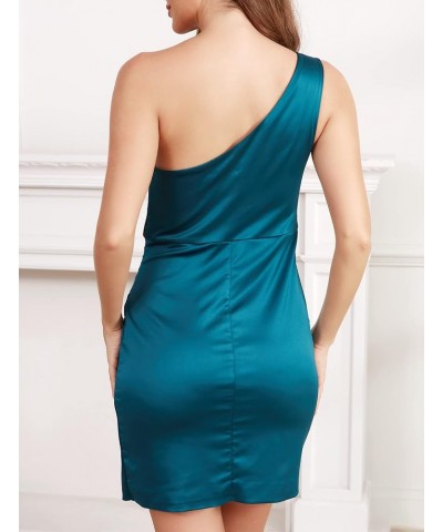 Womens Satin Dresses Sexy Bodycon Dresses Evening Ruched High Slit Cocktail Dress Backless Adjustable Strap Dark Green 04 $23...