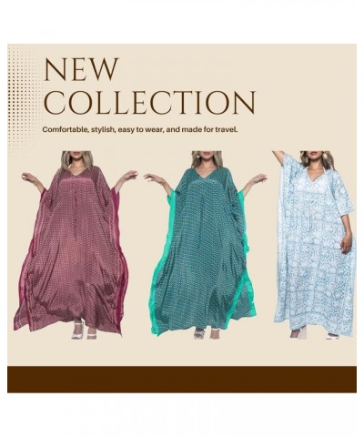 Kaftan Women's Plus Size Caftans Print Vneck Kaftans Loose Soft Kaftan Dresses with Drawstring Waist Burgundy $20.35 Swimsuits