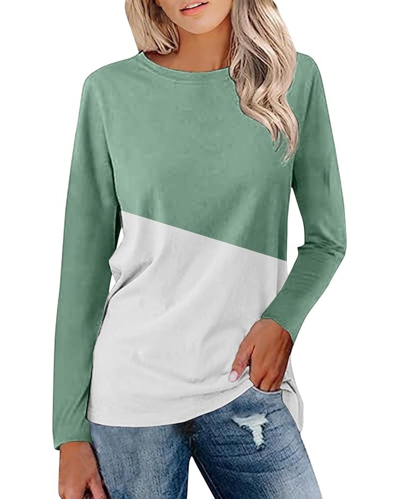 Fall Shirts for Women 2023 Crew Neck Pullover Dressy Long Sleeve Floral Printed Vintage Warm T-Shirts Blouses 18-mint Green $...