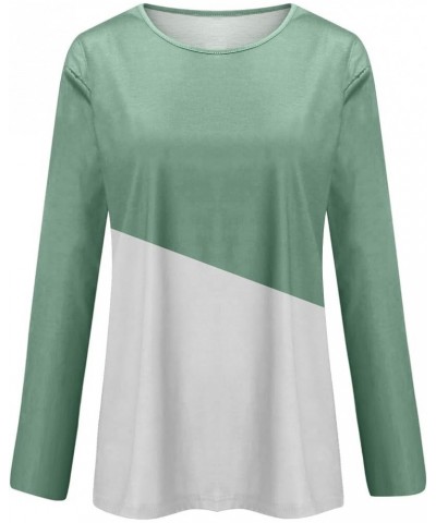 Fall Shirts for Women 2023 Crew Neck Pullover Dressy Long Sleeve Floral Printed Vintage Warm T-Shirts Blouses 18-mint Green $...