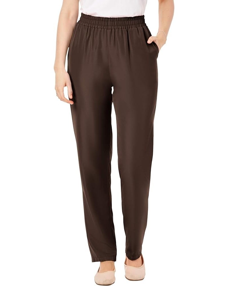 Women's Plus Size Petite Woven Pant Chocolate $16.75 Pants