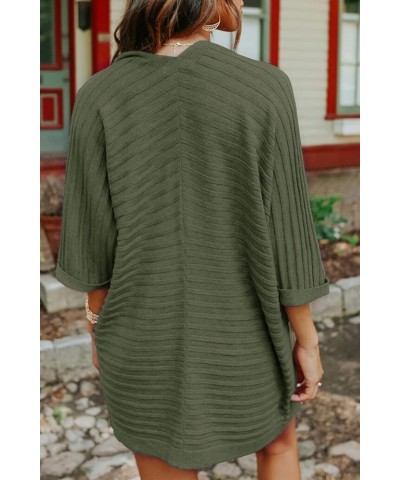 Womens Long Sleeve Cardigan Sweaters Open Front Chunky Cardigans Casual Loose Outwear Coat A Green $10.59 Sweaters