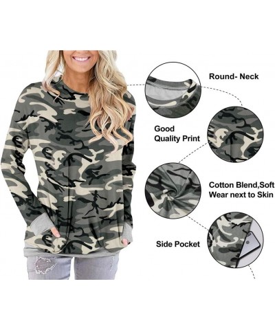 Women's Casual Loose Fit Pocket Shirts Printed Tops 06 Camo $8.79 Tops