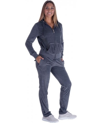 Velour Tracksuit Womens 2 Piece Outfits Sweatshirt Jogger Sweatpants Set Full Zip Hoodie Jogging Sweatsuit Dk.grey $19.80 Act...