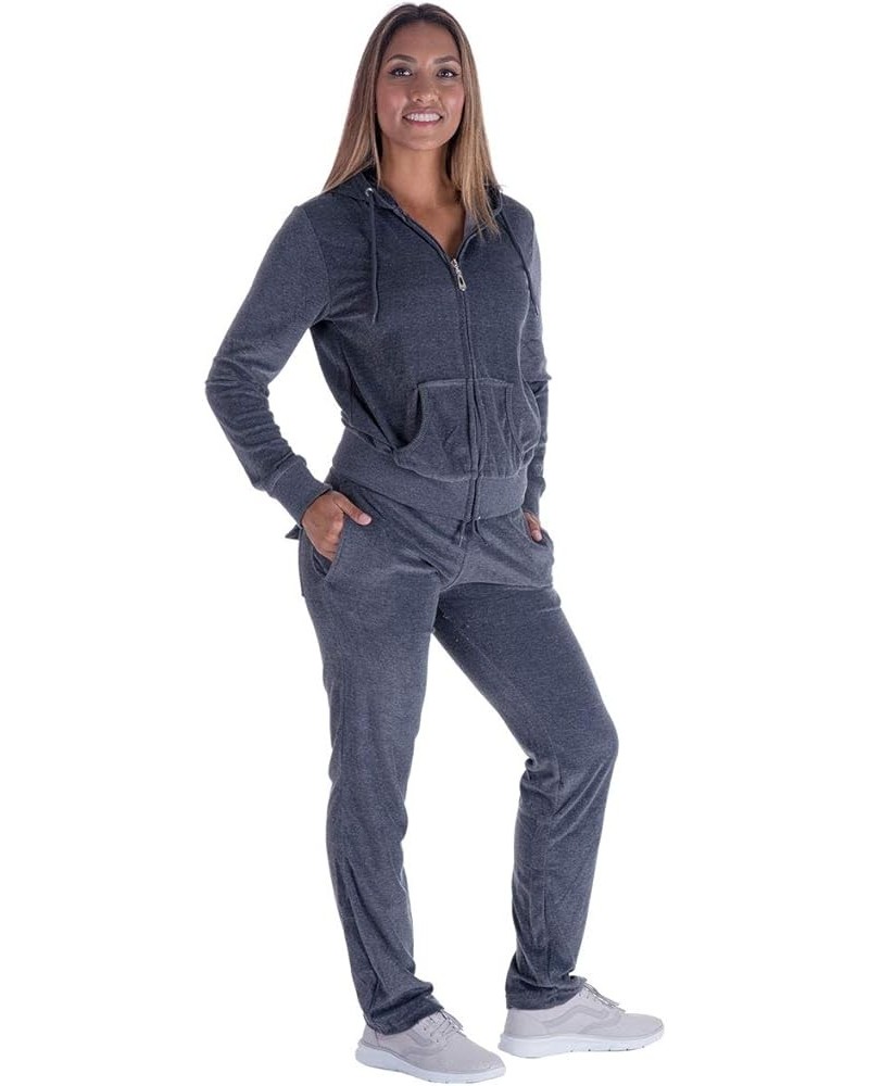 Velour Tracksuit Womens 2 Piece Outfits Sweatshirt Jogger Sweatpants Set Full Zip Hoodie Jogging Sweatsuit Dk.grey $19.80 Act...