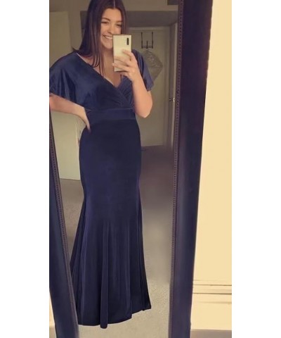 Women's Velvet Off The Shoulder Bridesmaid Dresses Long Mermaid Wrap V Neck Wedding Formal Dress Burgundy $36.25 Dresses