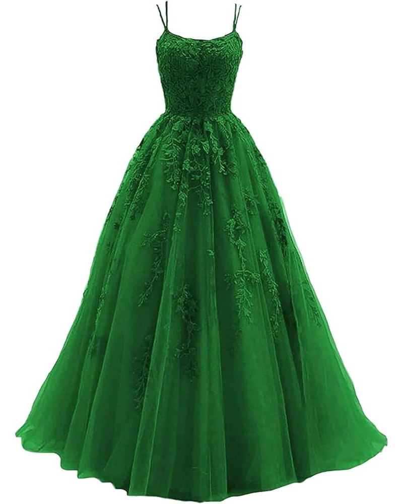 Prom Dress Lace Formal Evening Gowns Appliques Wedding Guest Dress Tulle Long Prom Dress Bright Green $30.59 Dresses