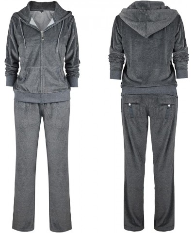 Velour Tracksuit Womens 2 Piece Outfits Sweatshirt Jogger Sweatpants Set Full Zip Hoodie Jogging Sweatsuit Dk.grey $19.80 Act...