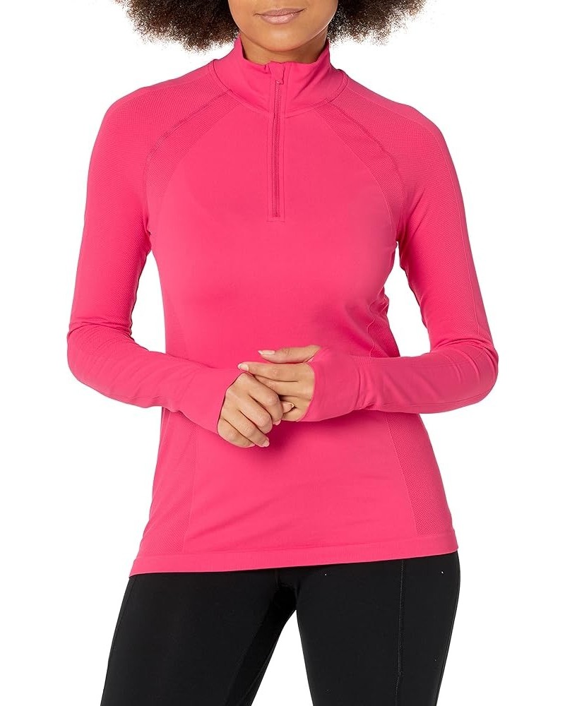 Women's Athlete Seamless Color Block Half Zip Long Sleeve Workout Top Glow Pink $34.32 Jackets