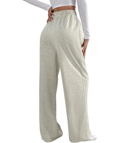 Women's Causal Drawstring High Waist Baggy Straight Wide Leg Sweatpants with Pockets Off-white $8.39 Activewear