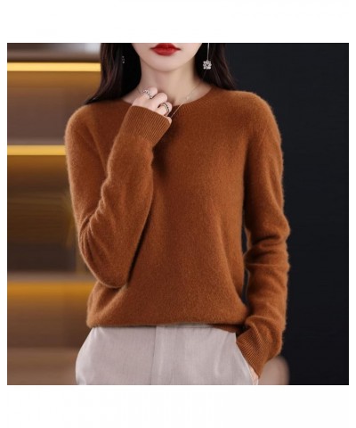 Cashmere Sweaters for Women,100% Cashmere Long Sleeve Crew Neck Lightweight Soft Warm Pullover Knitted Jumpers Caramel $18.45...