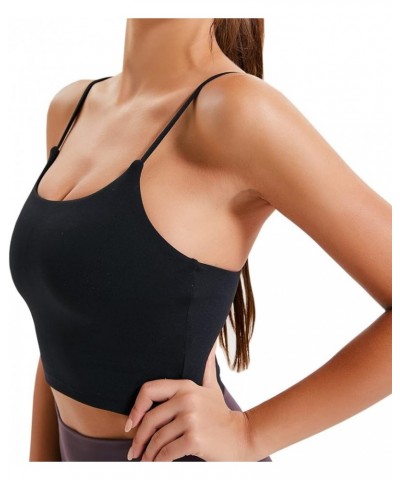 Sports Bras for Women Longline Padded Crop Tops Running Fitness Yoga Workout Tank Top with Built in Bra Cami Bra Tops Black $...