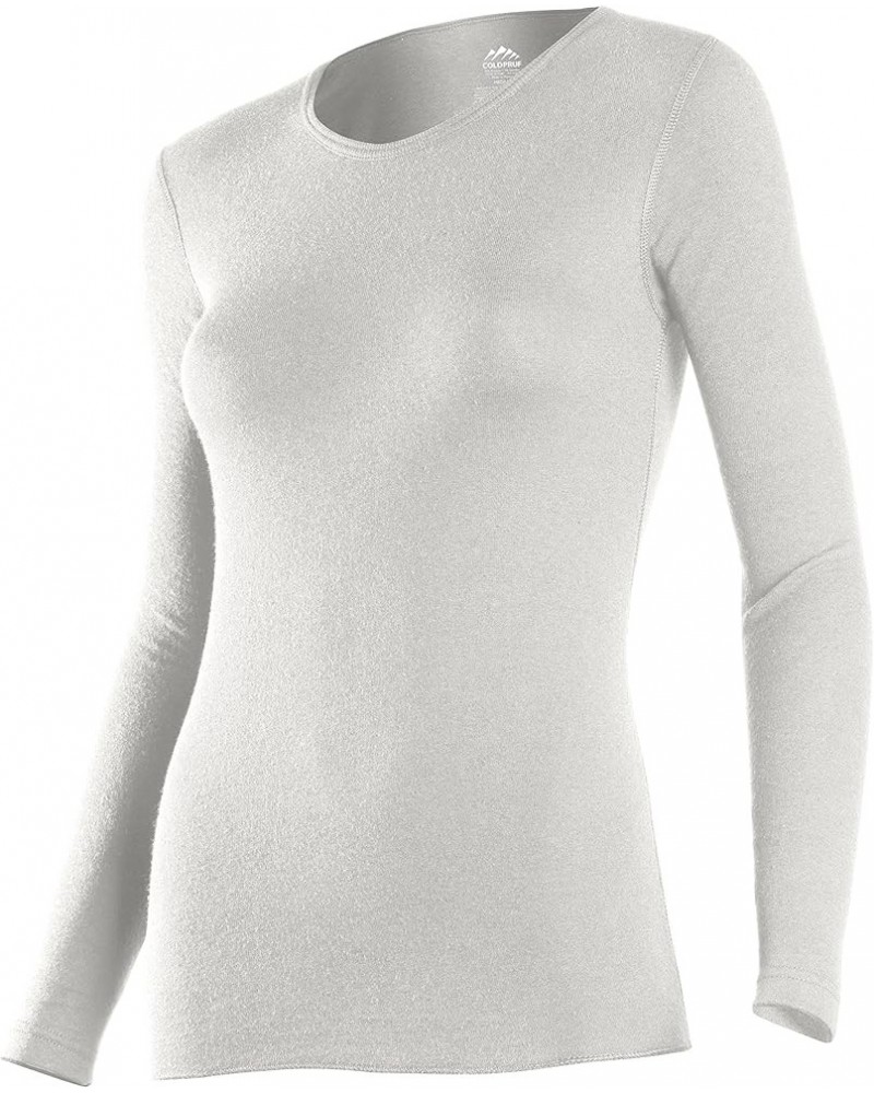 Women's Authentic Dual Layer Long Sleeve Crew Neck Base Layer Top Winter White $17.80 Activewear