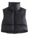 Womens Stand Collar Cropped Puffer Vest Sleeveless Lightweight Outwear Black $14.57 Vests