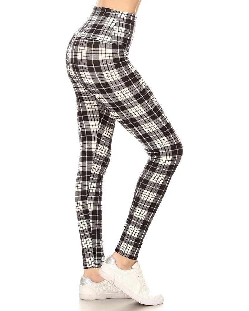 High Waisted Plaid & Wild Print Leggings for Women - Plaid, Leopard, Snake Skin, Polka dot 5" Yoga Muted Plaid $10.25 Leggings