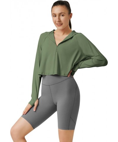 Cropped Sun Protection Jackets - UPF50+ Lightweight Breathable Summer Outdoor for Women Tea Green $18.80 Jackets