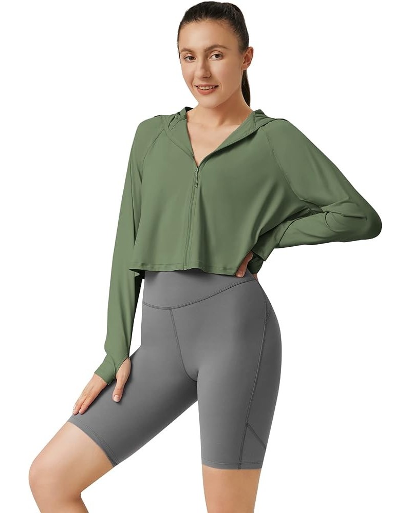 Cropped Sun Protection Jackets - UPF50+ Lightweight Breathable Summer Outdoor for Women Tea Green $18.80 Jackets