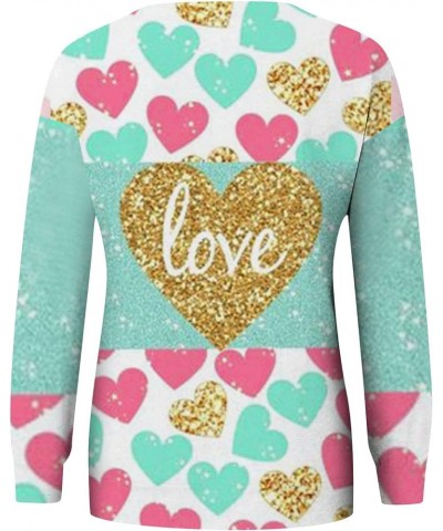 Women's Fashion Heart Print Valentines Sweatshirt Slim Fit Long Sleeve Crewneck Pullover Sweaters Tops Mint Green $12.74 Unif...