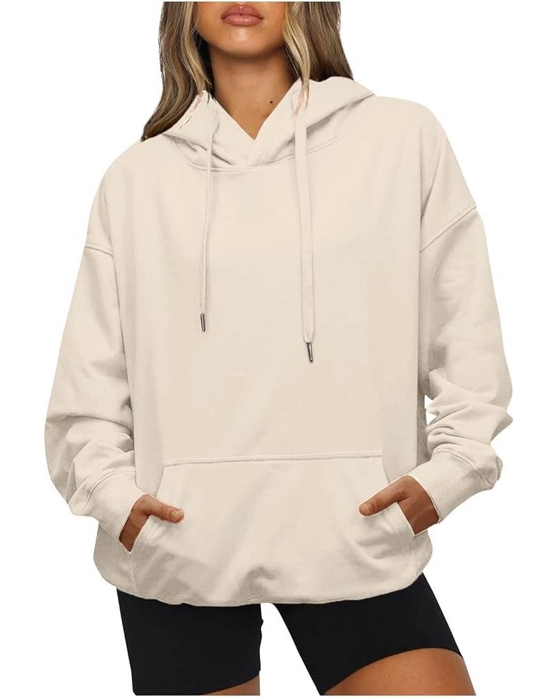 Womens Hoodies Drawstring Fleece Pullover Long Sleeve Oversized Sweatshirt Solid Color Fall Tops with Pockets E11-camel $5.99...