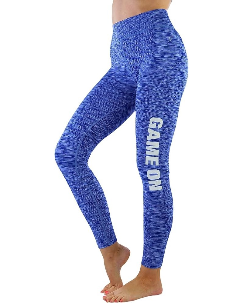 Women’s Comfort Heather Assorted Active Wear Seamless Leggings Game On: Blue - White (Digital Print) $12.88 Leggings