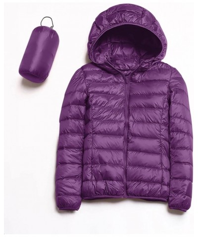 Winter Puffer Coats for Women Lightweight Puffer Jacket Packable Hooded Puffer Jacket Winter Zip Up Puffy Jackets Purple $10....