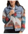 Aztec Denim Jacket for Women Oversized Button Down Distressed Denim Jean Shirt Shacket Jacket 02 Dark Blue $19.68 Jackets