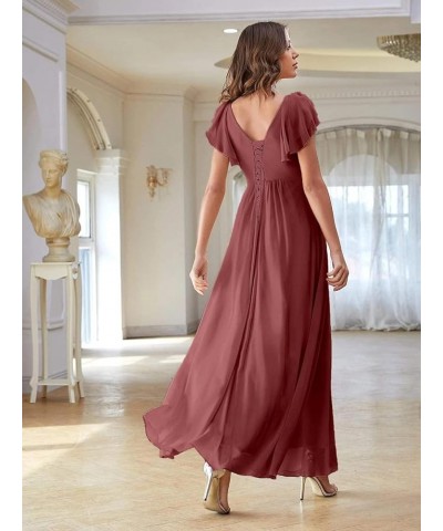 Ruffles Sleeves Bridesmaid Dresses for Women Long Chiffon Prom Evening Gowns with Pockets LB70 Mint $31.89 Dresses