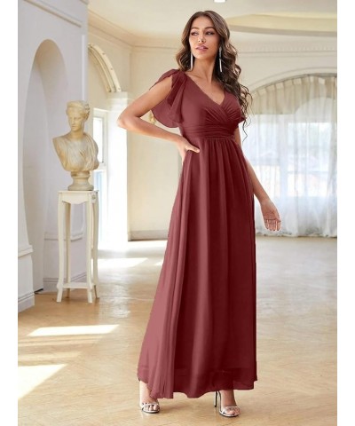 Ruffles Sleeves Bridesmaid Dresses for Women Long Chiffon Prom Evening Gowns with Pockets LB70 Mint $31.89 Dresses