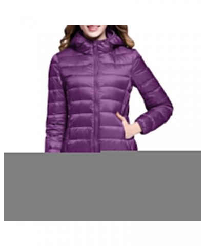 Winter Puffer Coats for Women Lightweight Puffer Jacket Packable Hooded Puffer Jacket Winter Zip Up Puffy Jackets Purple $10....