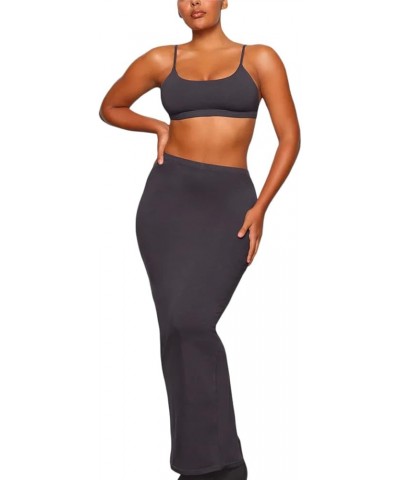 Y2k 2 Piece Maxi Skirt Set for Women Sexy Bodycon Sleeveless Crop Top High Waist Long Skirts Going Out Outfit C-3 Gray $10.19...