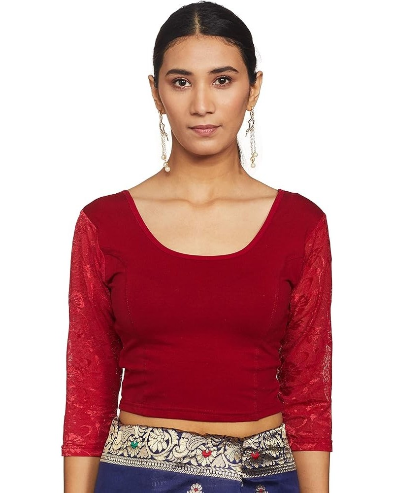 Women's Cotton Lycra Readymade Saree Blouse Maroon $13.99 Blouses