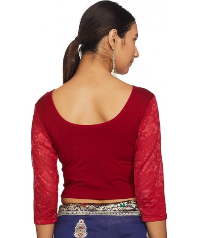 Women's Cotton Lycra Readymade Saree Blouse Maroon $13.99 Blouses