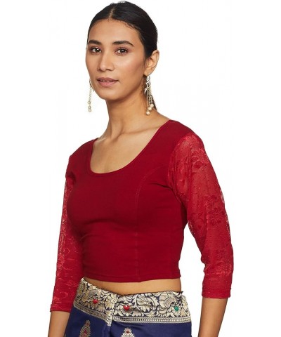 Women's Cotton Lycra Readymade Saree Blouse Maroon $13.99 Blouses