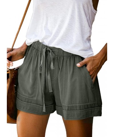 Women Comfy Drawstring Casual Elastic Waist Pocketed Shorts,S-3XL B-green $15.38 Activewear