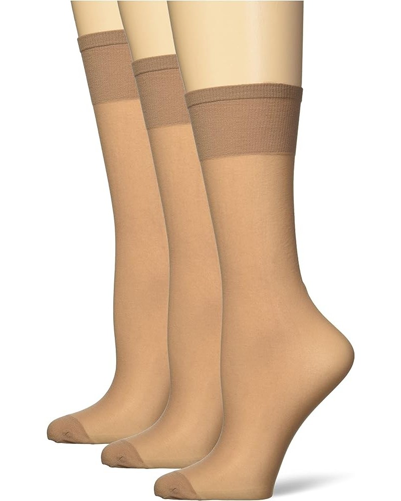 womens All Day Sheer Knee High With Reinforced Toe - 3 Pack City Beige $7.50 Socks