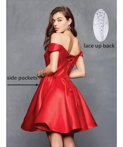 Off Shoulder Satin Homecoming Dress with Pockets A Line Sweetheart Sleeveless Short Prom Dress CA42 Dusty Sage $25.75 Dresses