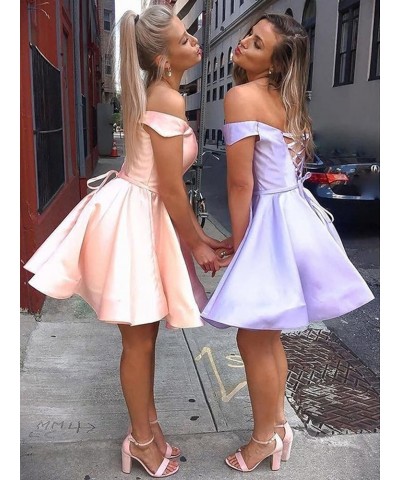 Off Shoulder Satin Homecoming Dress with Pockets A Line Sweetheart Sleeveless Short Prom Dress CA42 Dusty Sage $25.75 Dresses