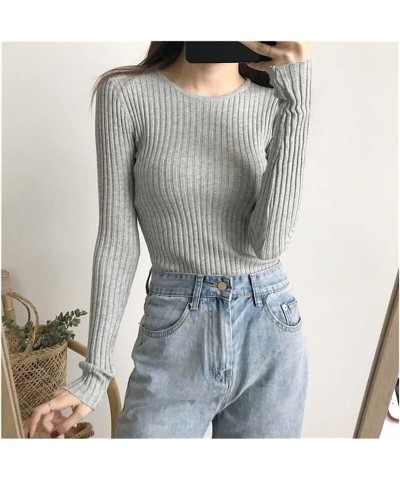 Basic Knitted Sweater Women Autumn Winter Bottoming Sweaters Pullover Lady O-Neck Slim Jumper Warm (Color : Pink, Size : One ...