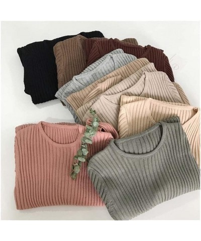 Basic Knitted Sweater Women Autumn Winter Bottoming Sweaters Pullover Lady O-Neck Slim Jumper Warm (Color : Pink, Size : One ...