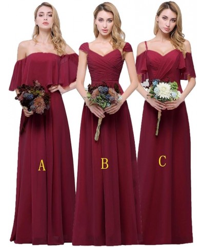 Chiffon Bridesmaid Dresses Long for Women Girls to Wedding Party Gown Burgundy B $33.00 Dresses