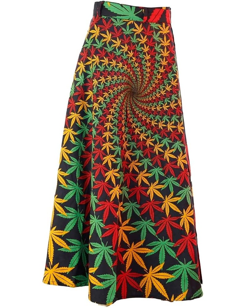 Hippie Wrap Skirt with Hidden Zippered Waist Pocket - Over 40 Designs Rasta Leaf $26.59 Skirts