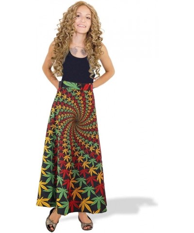 Hippie Wrap Skirt with Hidden Zippered Waist Pocket - Over 40 Designs Rasta Leaf $26.59 Skirts