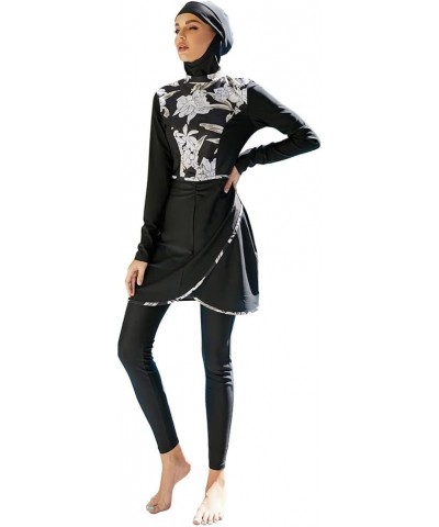 Modest Women Muslim Swimwear Full Coverage Long Sleeve Swimsuit Hijab 3pcs Burkini Islamic Bathing Suit Black 08 $19.27 Swims...